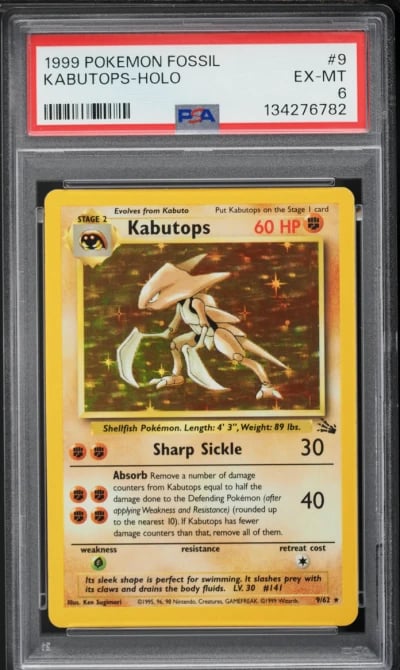1999 Pokemon Fossil Holo Kabutops #9 PSA 6 EXMT