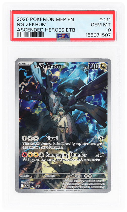 2026 Pokemon Black Star Promo Mega Evolution Ascended Heroes Elite Trainer Box N's Zekrom #031 PSA 10