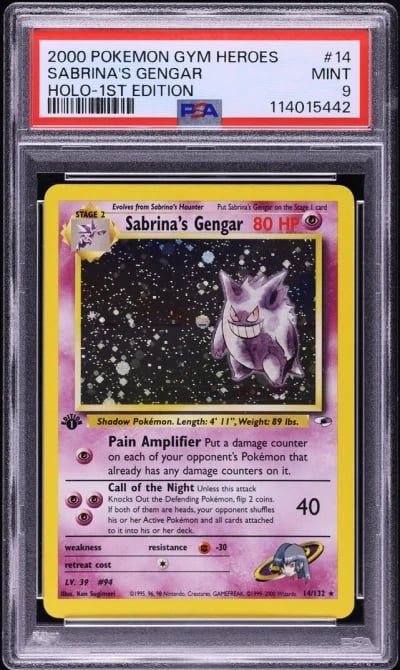 2000 Pokemon Gym Heroes 1st Edition Holo Sabrina's Gengar #14 PSA 9 MINT