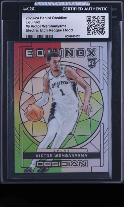 2023 Panini Obsidian EE Reggae Flood Victor Wembanyama ROOKIE /60 #9 CGC AUTH