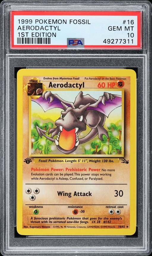 1999 Pokemon Fossil 1st Edition Aerodactyl #16 PSA 10 GEM MINT