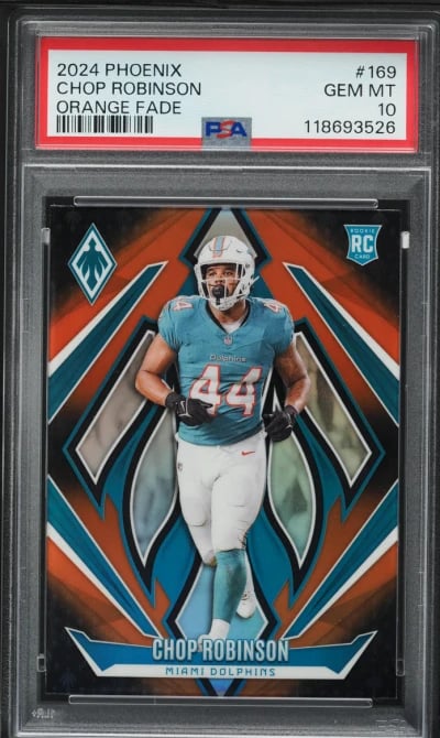 2024 Panini Phoenix Orange Fade Chop Robinson ROOKIE #169 PSA 10 GEM MINT