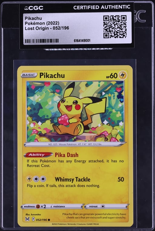2022 Pokemon Sword & Shield Lost Origin Pikachu #52 CGC AUTH