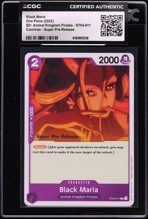 2022 One Piece SD: Animal Kingdom Pirates Super Pre-Release Black Maria #ST04-011 CGC AUTH