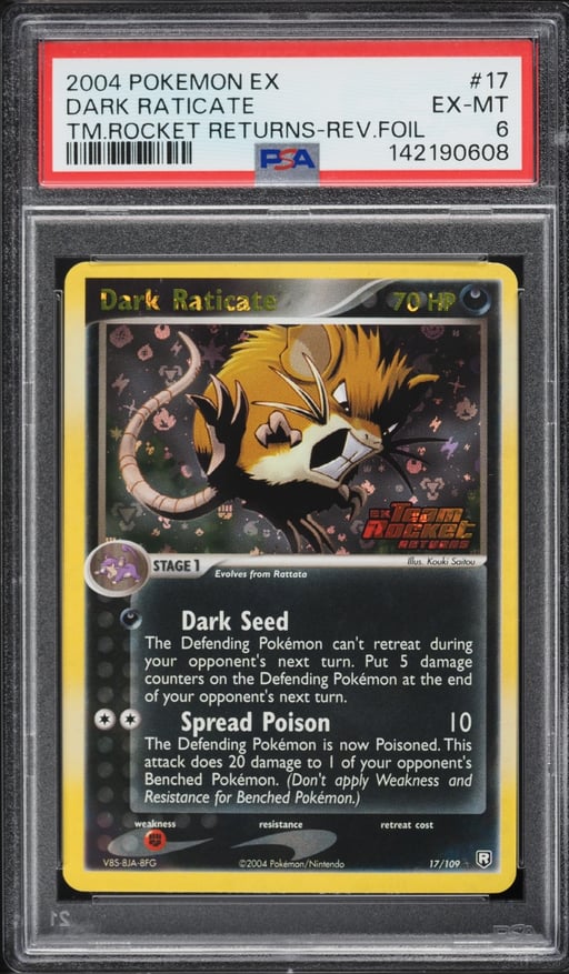 2004 Pokemon EX Team Rocket Returns Reverse Holo Dark Raticate #17 PSA 6 EXMT