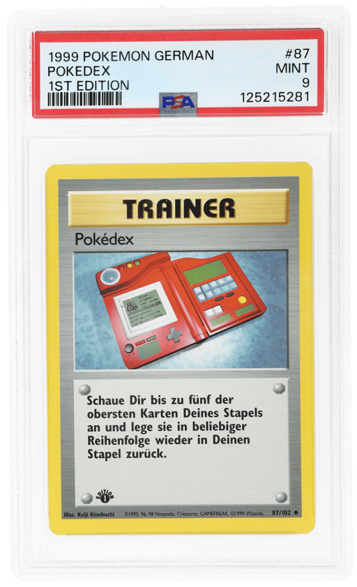 1999 Pokemon Base Set German 1st Edition Pokedex #87 PSA 9