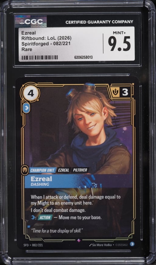 2026 Riftbound League Of Legends LoL Spiritforged Ezreal #82 CGC 9.5 MINT+
