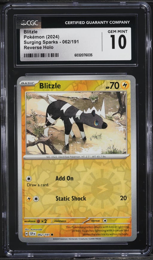 2024 Pokemon SV Surging Sparks Reverse Holo Blitzle #62 CGC 10 GEM MINT