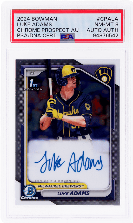 2024 Bowman Chrome Prospect Autograph Luke Adams #CPALA PSA 8