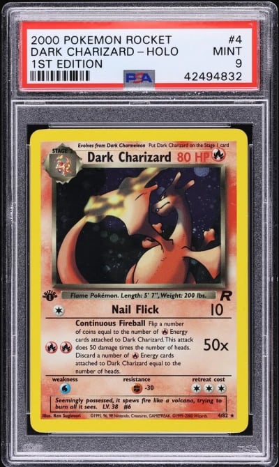 2000 Pokemon Team Rocket 1st Edition Holo Dark Charizard #4 PSA 9 MINT