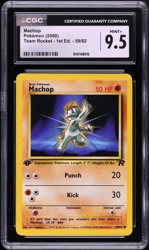 2000 Pokemon Team Rocket 1st Edition Machop #59 CGC 9.5 MINT+