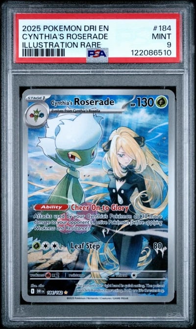 2025 POKEMON DRI EN-DESTINED RIVALS ILLUSTRATION RARE CYNTHIA'S ROSERADE PSA 9