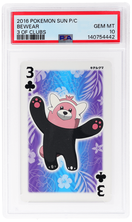 2016 Pokemon Sun Playing Cards 3 of Clubs Bewear PSA 10