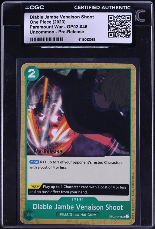 2023 One Piece Paramount War Pre-Release Diable Jambe Venaison Shoot #OP02-046 CGC AUTH