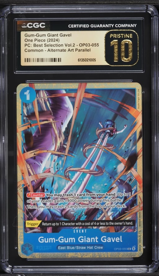 2024 One Piece PC Best Selection Volume 2 Alt Art Gum-Gum Giant Gavel #OP03-055 CGC 10 PRISTINE