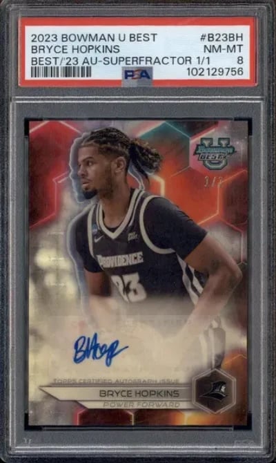 2023 Bowman's Best University Auto Superfractor Bryce Hopkins 1/1 PSA 8