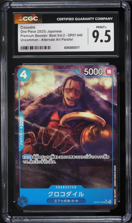 2025 One Piece Japanese Premium Booster Best Vol. 2 Alt Art Crocodile #OP07-040 CGC 9.5 MINT+