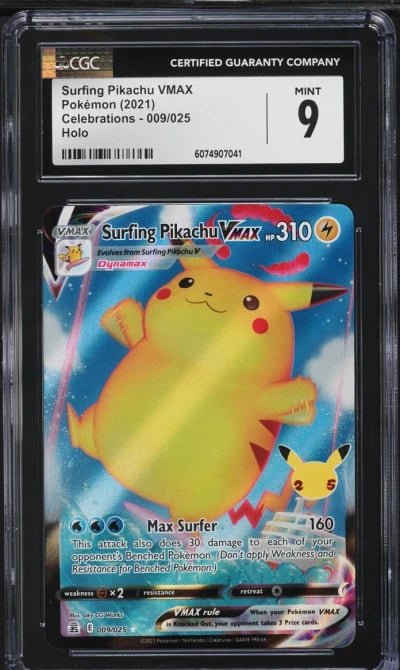 2021 Pokemon Sword & Shield Celebrations Surfing Pikachu VMAX #9 CGC 9 MINT