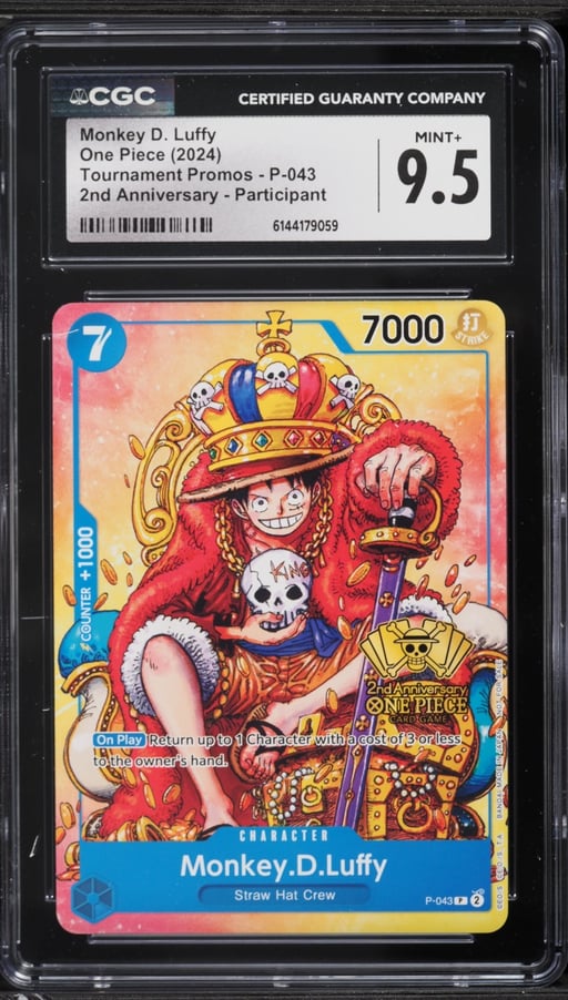 2024 One Piece Tournament Promo 2nd Anniversary Alt Art Monkey D. Luffy #P-043 CGC 9.5 MINT+