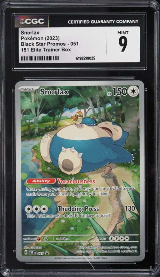 2023 Pokemon Scarlet & Violet Promo 151 ETB Full Art Snorlax #51 CGC 9 MINT