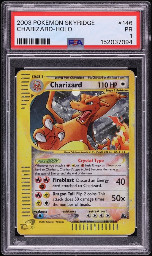 2003 Pokemon Skyridge Holo Crystal Charizard #146 PSA 1 PR