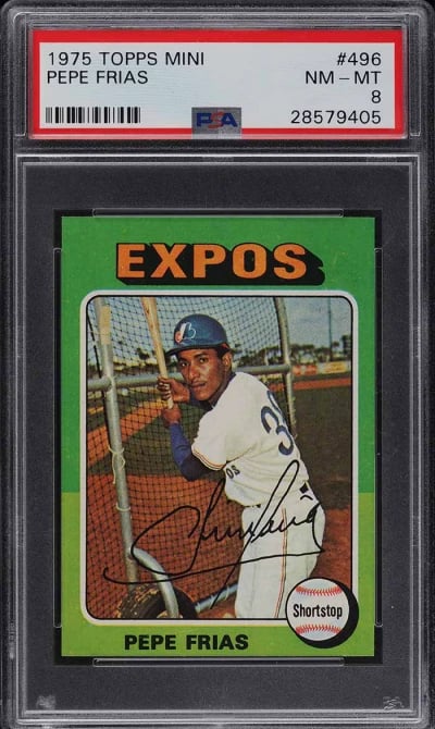 1975 Topps Mini Pepe Frias #496 PSA 8 NM-MT