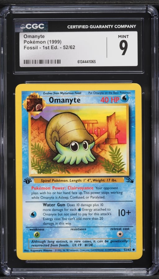 1999 Pokemon Fossil 1st Edition Omanyte #52 CGC 9 MINT