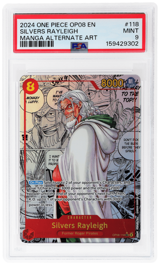 2024 One Piece Two Legends Manga Alternate Art Silvers Rayleigh #OP08118 PSA 9