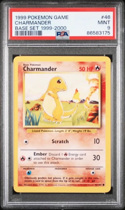 1999 POKEMON BASE SET 1999-2000 "4TH PRINT" #46 CHARMANDER PSA 9