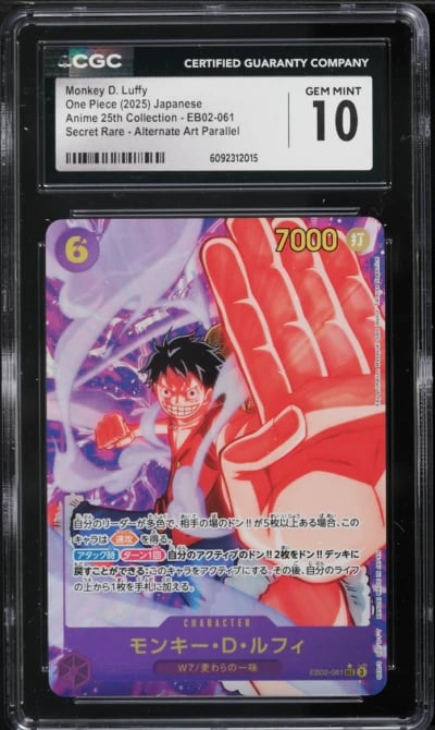2025 One Piece Japanese Anime 25th Collection Alt Art Monkey D. Luffy #EB02-061 CGC 10 GEM MINT