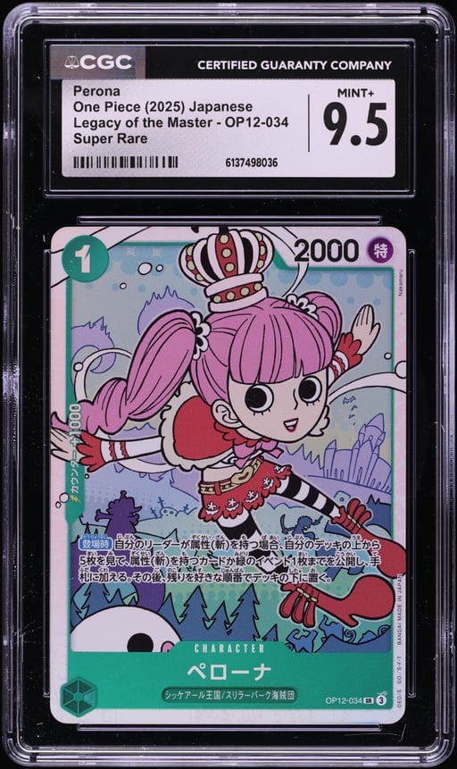 2025 One Piece Japanese Legacy Of The Master SR Perona #OP12-034 CGC 9.5 MINT+