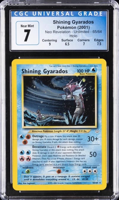 2001 POKEMON NEO REVELATION - UNLIMITED - HOLO #65/64 SHINING GYARADOS CGC 7