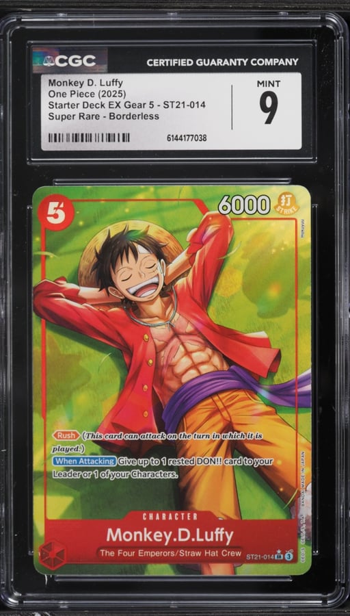 2025 One Piece Starter Deck EX Gear 5 Borderless Alt Art Monkey D. Luffy #ST21-014 CGC 9 MINT