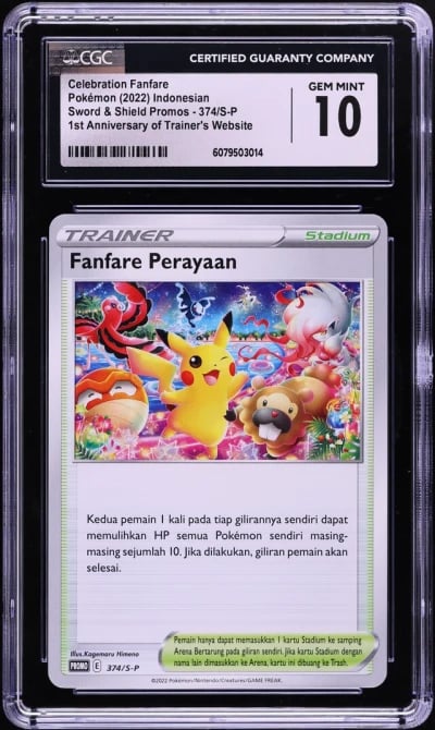 2022 Pokemon Indonesian SWSH Promo 1st Anniversary Celebration Fanfare CGC 10