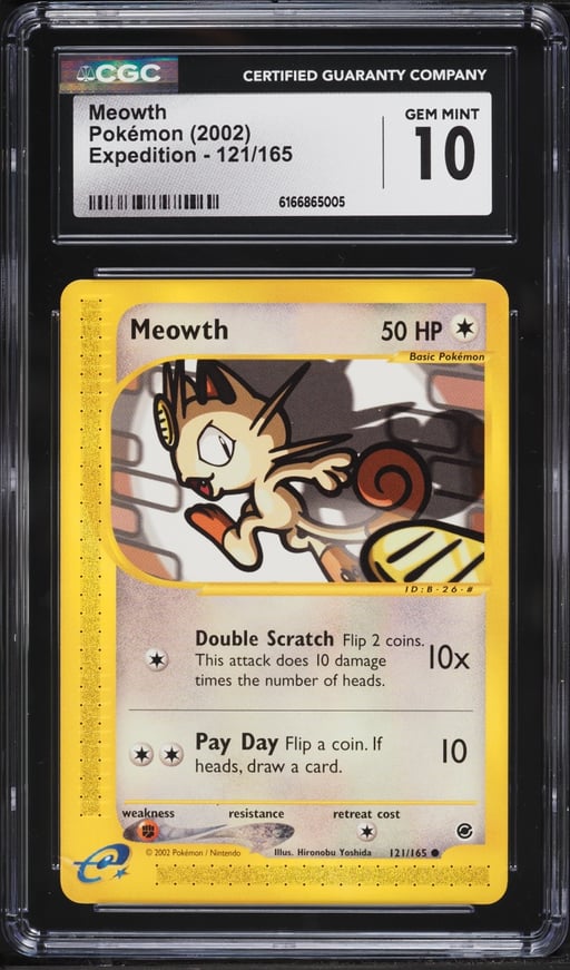 2002 Pokemon Expedition Meowth #121 CGC 10 GEM MINT