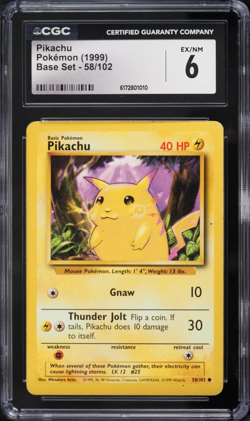 1999 Pokemon Base Set Yellow Cheeks Pikachu #58 CGC 6 EXMT