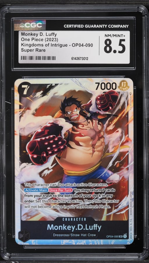 2023 One Piece Kingdoms Of Intrigue SR Monkey D. Luffy #OP04-090 CGC 8.5 NM-MT+