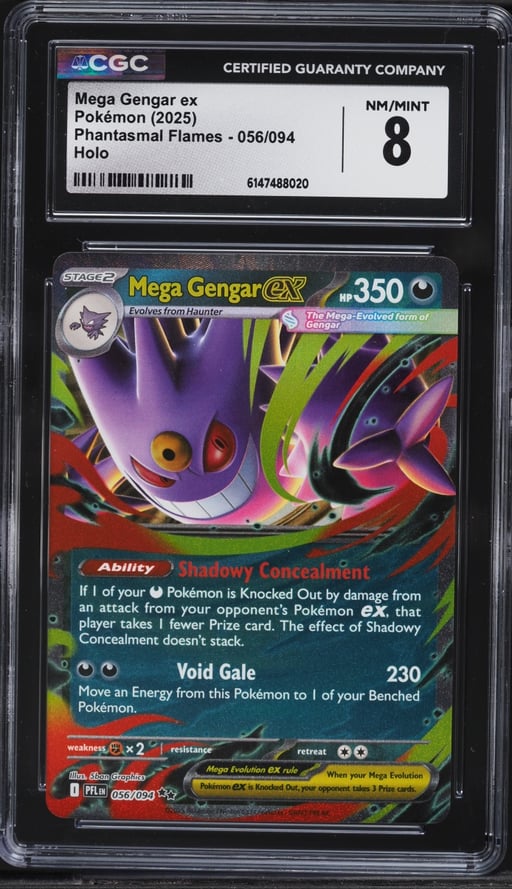 2025 Pokemon Mega Evolution Phantasmal Flames Holo Mega Gengar EX #56 CGC 8 NM-MT
