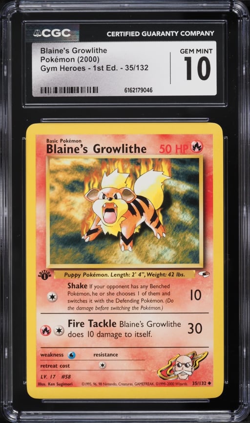 2000 Pokemon Gym Heroes 1st Edition Blaine's Growlithe #35 CGC 10 GEM MINT