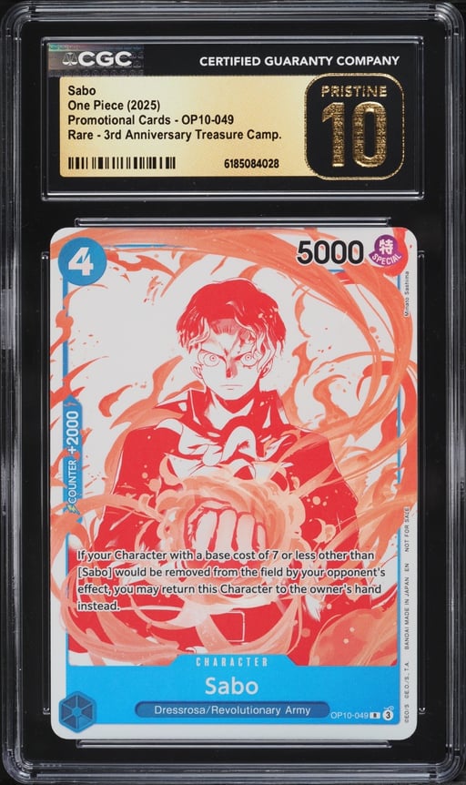 2025 One Piece Promo Cards 3rd Anniversary Treasure Campaign Sabo #OP10-049 CGC 10 PRISTINE