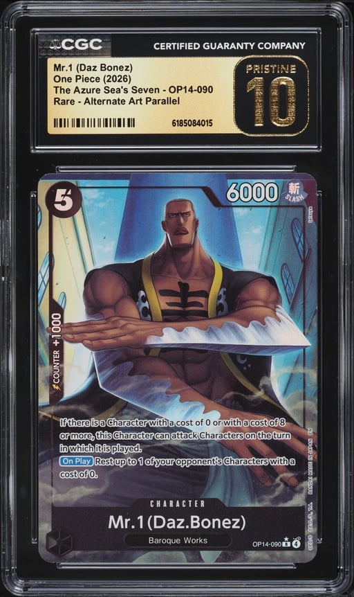 2026 One Piece The Azure Sea's Seven Alt Art Mr.1 Daz Bonez #OP14-090 CGC 10 PRISTINE