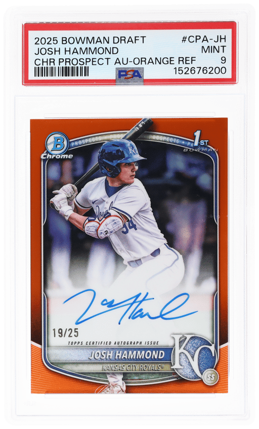 2025 Bowman Draft Chrome Autograph Orange Refractor Josh Hammond #CPA-JH 19/25 PSA 9