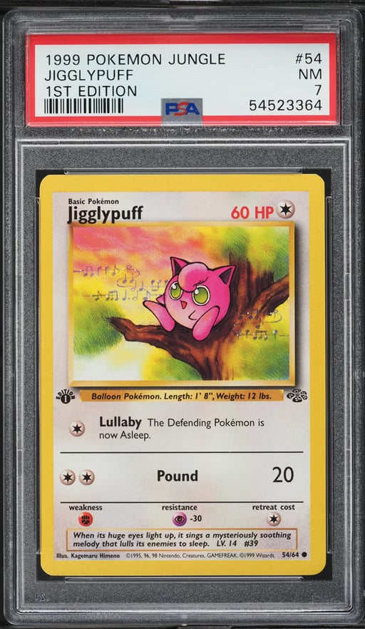 1999 Pokemon Jungle 1st Edition Jigglypuff #54 PSA 7 NRMT