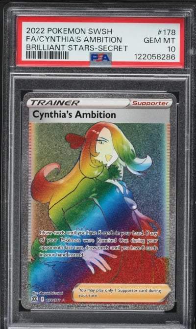 2022 Pokemon SWSH Brilliant Stars Rainbow Rare Cynthia's Ambition #178 PSA 10