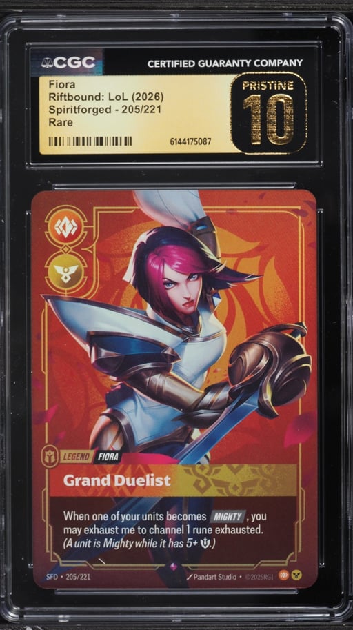 2026 Riftbound League Of Legends LoL Spiritforged Fiora Grand Duelist #205 CGC 10 PRISTINE