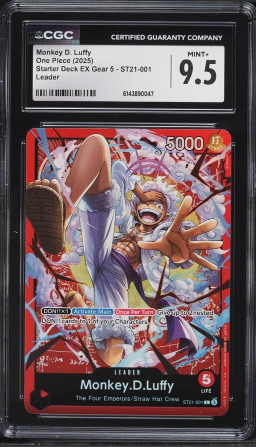 2025 One Piece Starter Deck EX Gear 5 Leader Monkey D. Luffy #ST21-001 CGC 9.5 MINT+
