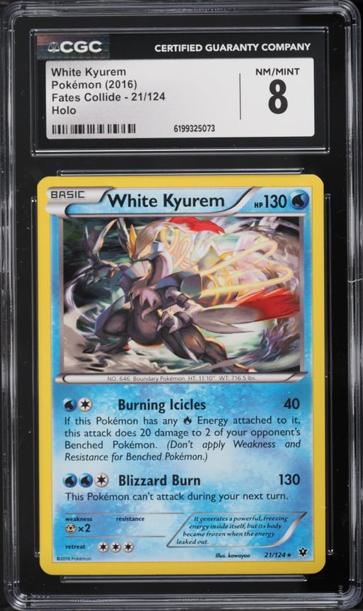 2016 Pokemon XY Fates Collide Holo White Kyurem #21 CGC 8 NM-MT