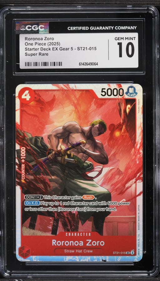 2025 One Piece Starter Deck EX Gear 5 SR Roronoa Zoro #ST21-015 CGC 10 GEM MINT