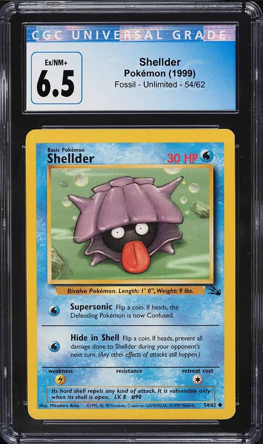 1999 Pokemon Fossil Shellder #54 CGC 6.5 EXMT+