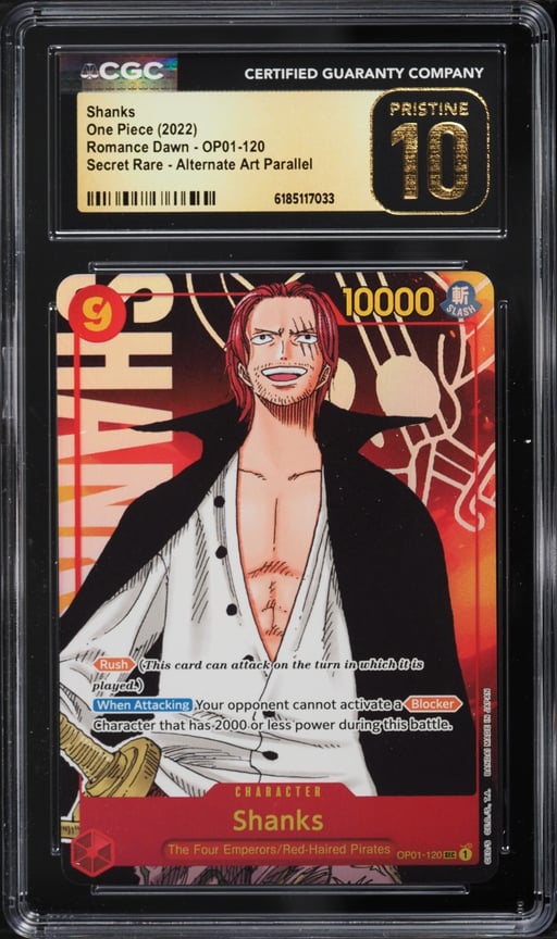 2022 One Piece Romance Dawn SEC Alt Art Shanks #OP01-120 CGC 10 PRISTINE